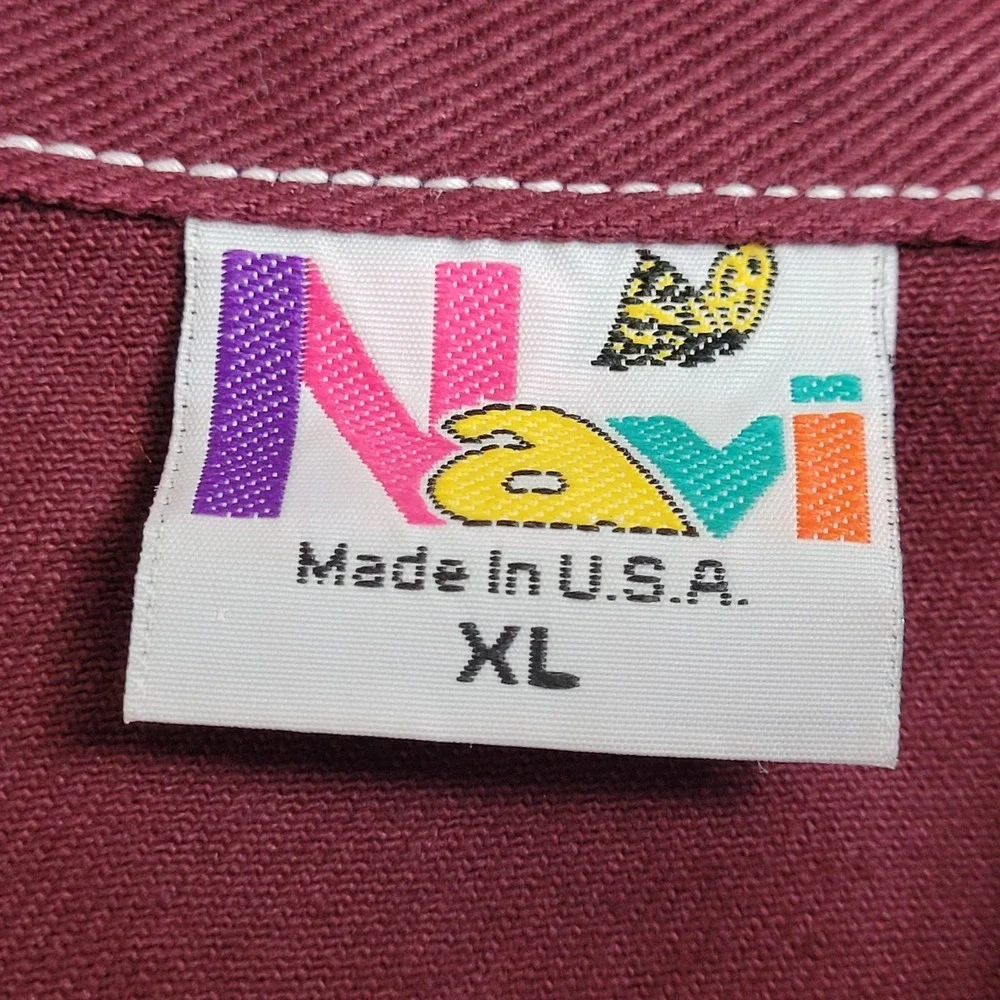 Vintage 90s NAVE Denim Jacket Vest Mens XL Burgundy Maroon Streetwear Made USA